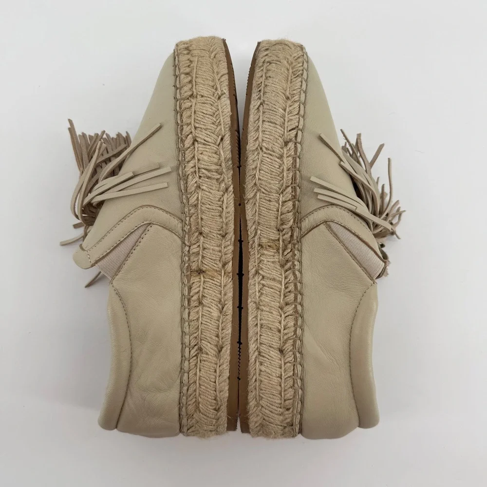 J/Slides Raoul Womens Sand‎ Leather Tassel Espadrille Platform Sneakers Size 9